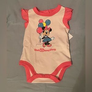 NEW Disney Baby WDW Retro "D" Minnie Mouse with Balloons Pink Bodysuit‎